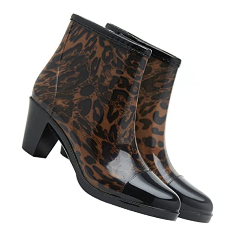 Healvian Kurze Regenstiefel Aus Pvc Mit Seitlichem Reißverschluss Modische Rutschfeste Regenstiefel Für Damen Mit Hohen Absätzen Regenschuhe Für Outdoor Camping Und Wandern von Healvian