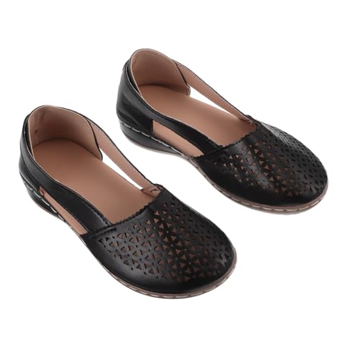 Healvian Damen Sandalen mit Keilabsatz Atmungsaktive Schwarze Espadrilles Geschlossener Zehenbereich Minimalistischer Stil Luftiges Design mit Hohlräumen Angenehm für Sommer Outdoor Healvian Damen Sandalen mit Keilabsatz Atmungsaktive Schwarze Espadrilles Geschlossener Zehenbereich Minimalistischer Stil Luftiges Design mit Hohlräumen Angenehm für Sommer Outdoor von Healvian
