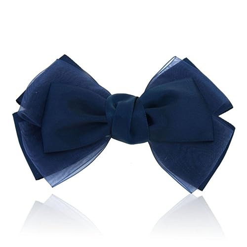 Healvian Damen Schleifen Haarspange aus Langlebiger Seide Dunkelblau Zarte Stoff Schleife Haarklammer Vielseitig Tragbar für Frauen und Mädchen Eleganter Haarschmuck von Healvian