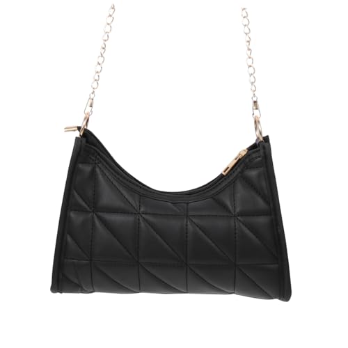 Healvian Damen Schultertasche mit Gesticktem Rautenmuster Crossbody Bag für Shopping Reisen und Alltag Kompakte Umhängetasche in Schwarz Vielseitig Einsetzbar für Büro und Party von Healvian