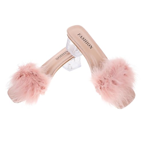 Healvian Damen Slipper mit Chunky Heel Offene Zehen Atmungsaktiv PU und Gummi Modische Sommerpantoletten für Alltag Strand und Freizeit Bequeme Hausschuhe für Frauen von Healvian