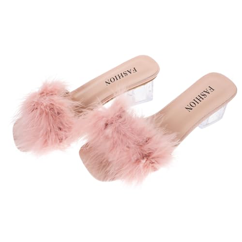 Healvian Damen Slipper mit Chunky Heel Open Toe Sandalen aus PU und Gummi Atmungsaktiv Modisch Leichte Hausschuhe für Sommer Strand und Alltag und Langlebig von Healvian