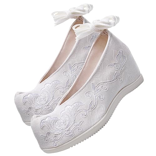 Healvian Damen Tanzschuhe Flach Rutsch Baumwolle Bestickte Hochzeitsschuhe Braut Hanfu Stil Komfortabel Elegant von Healvian