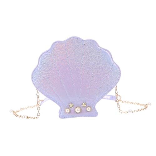 Healvian Damen Umhängetasche PU Crossbody Bag in Schalenform Leichte Freizeit Schultertasche mit Kettenriemen Bunte Hologramm Optik Vielseitig für Alltag Shopping Reisen Geeignet von Healvian