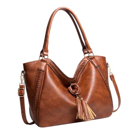 Healvian Damen Umhängetasche PU mit Quasten Stylische Große Tragetasche für Reisen Freizeit Robuste Schultertasche für Modebewusste Frauen Healvian Damen Umhängetasche PU mit Quasten Stylische Große Tragetasche für Reisen Freizeit Robuste Schultertasche für Modebewusste Frauen von Healvian