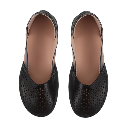 Healvian Damen Wedges Sandalen mit Niedrigem Keilabsatz Atmungsaktive Hollow Out Pumps Runde Zehen Modisch Einfarbig Vielseitig Kombinierbar Komfortabel für Sommer Freizeit Schwarz von Healvian