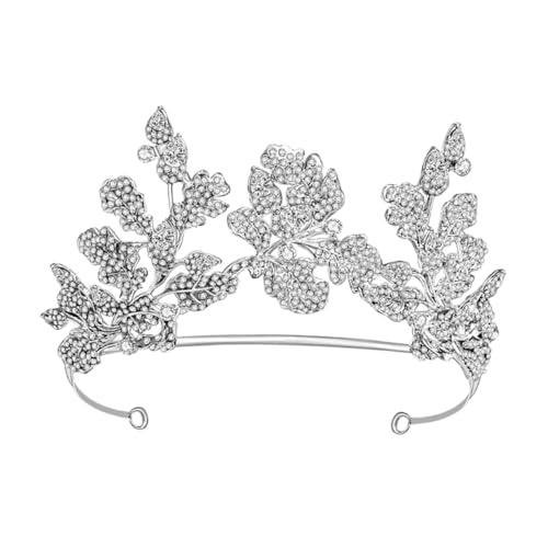 Healvian Rhinestone Krone Haarschmuck Für Frauen Elegante Blätterkrone Strass Für Hochzeiten Geburtstagsfeiern Und Weihnachten Bequemes Tragegefühl Für Damen Und Mädchen von Healvian