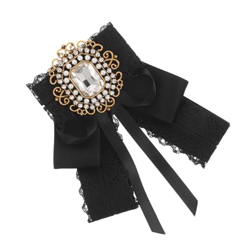 Healvian Damenbrosche Schleife mit Schwarzen Spitzen Funkelnden Kristallrhinestones Leichter Kompakter Anstecker für Jacken Pullover Schals Robust Vielseitig für Alltag und Festliche von Healvian