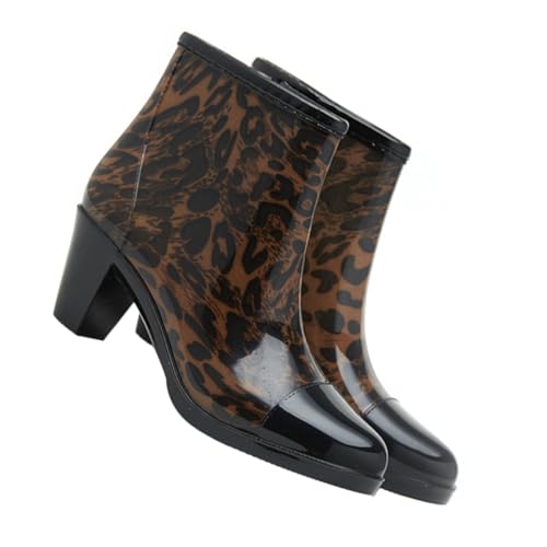Healvian Regenstiefel Aus Pvc Stark Mit Seitlichem Reißverschluss Und Hohem Absatz Rutschfeste Kurze Regenschuhe Für Modisches Tragen Und Fußschutz von Healvian