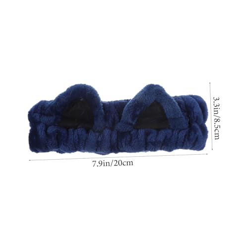 Healvian Dehnbares Katzenohren Stirnband Damen Elastisches Weiches Makeup Haarband Waschgesicht Haarreif für Frauen Teens Spa Kopfband Dunkelblau von Healvian