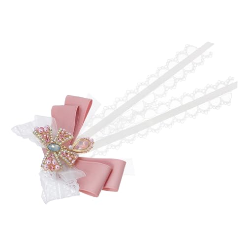 Healvian Dekorative Ripsband Nackenkrawatte mit Strasssteinen für Lolita Mode Partys und Alltagsoutfits Rosa von Healvian