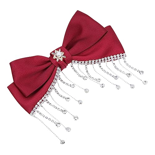 Healvian Dekorative Rote Schleifen-haarklammer Mit Strasssteinen Nationaler Stil Für Frauen Rutschfeste Alligator-haarspange Für Jeden Anlass Für Party Hochzeit Oder Alltag von Healvian