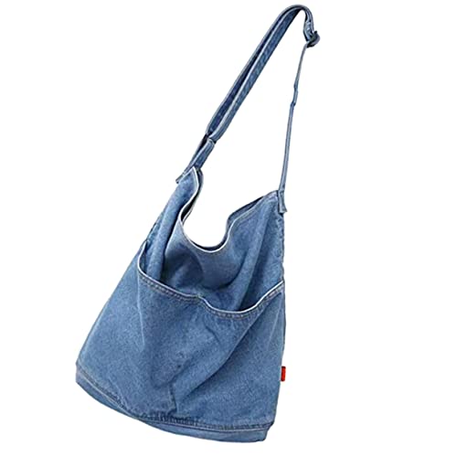 Healvian Denim Umhängetasche Für Damen Große Cross Body Im Lässigen Jeansstoff Schultertasche Für Freizeit von Healvian