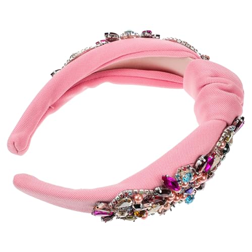 Healvian Breites Stirnband Mit Strassknoten Geknotetes Haarband Für Damen Einfarbiges Stirnband Zum Waschen Der Gesichts Haarreifen Mit Strass Bedeckter Haarreifen von Healvian