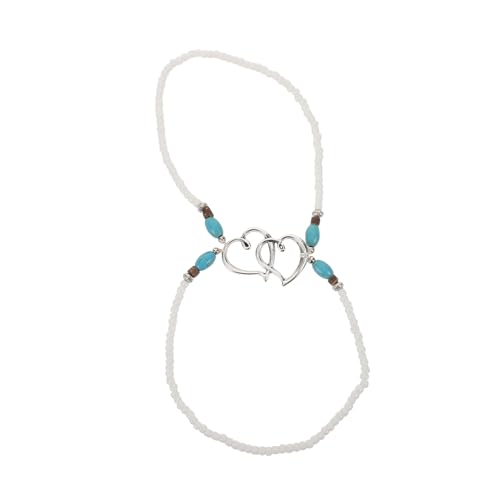 Healvian Doppellagiges Fußkettchen mit Kunststoff und Zinklegierungsperlen Elastisches Boho Sommer Fußschmuck für Damen Geeignet für Urlaub Strand und Alltag von Healvian