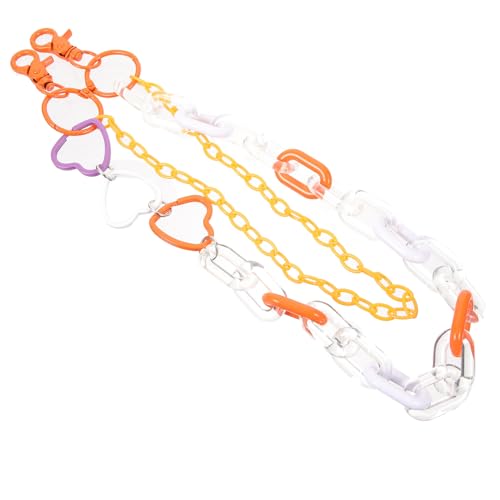 Healvian Doppelschicht Hosenkette in Orange mit Farbigem Herzanhänger Acryl Jeans Kette für Damen und Herren Stylisches Punk Accessoire zur Taillenbetonung Robust und Modisch für Alltag von Healvian