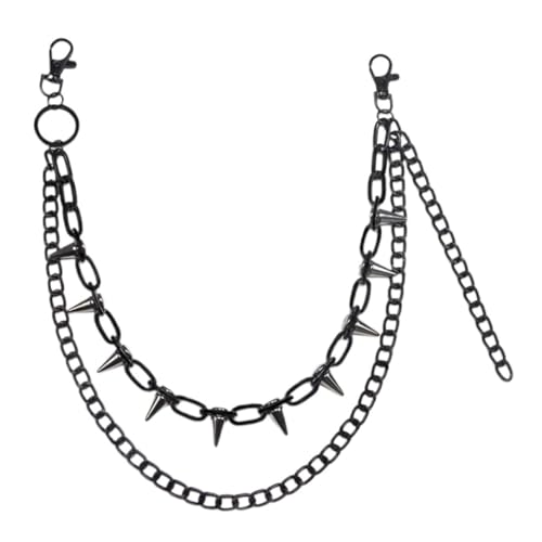 Healvian Doppelschicht Metall Hosenkette mit Nieten Punk Jeans Kette für Herren und Damen Gothic Hip Hop Stil Vielseitiges Streetwear Accessoire für Jeans und Hosen Healvian Doppelschicht Metall Hosenkette mit Nieten Punk Jeans Kette für Herren und Damen Gothic Hip Hop Stil Vielseitiges Streetwear Accessoire für Jeans und Hosen von Healvian