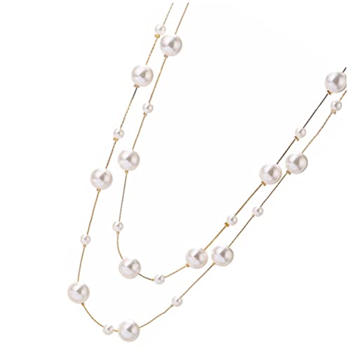 Healvian Doppellagige Perlenkette Für Damen Simulierte Weiße Perlen Halskette Eleganter Schmuck Für Frauen Für Jede Kleidung Und Anlass von Healvian