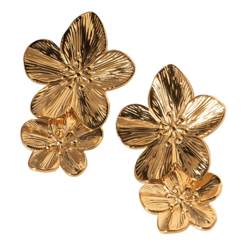 Healvian Doppelte Blumenohrringe Damen Zarte Ohrstecker in Gold Langlebiger Schmuck mit Einzigartigem Design für Geburtstag Valentinstag und Alltag Stilvolle Geschenkidee von Healvian