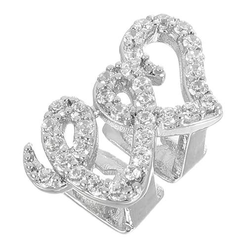 Healvian Double Heart Metal Teeth Grill Cap Glitzernde Hip Hop mit Doppeltem Herz Design Zahn Dekoration für Partys und Rapper Accessoires Bequemer Sitz Einzigartiger Look von Healvian
