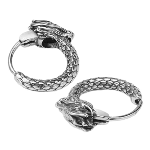Healvian Dragon Ohrringe Herren Ethno Stil Retro Ohrstecker Drachenmotiv Statement Schmuck Trendige Kleine Creolen für Alltag und Hip Hop Mode von Healvian