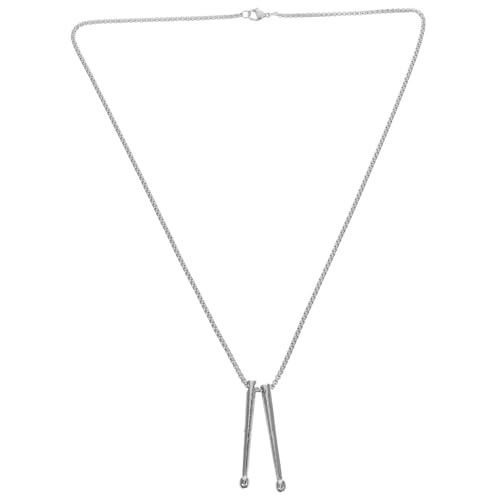 Healvian Drumstick -Halskette Drumsticks-Anhänger-Halskette Halsketten ästhetisch Schlagzeug-Halskette Trommelstöcke Halskette Schlagzeuger Halskette Instrumentenschmuck Metall Silber von Healvian