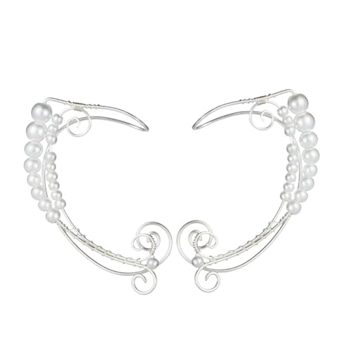 Healvian Ear Cuff Clip Ohrringe Damen Leicht Und Angenehm Ohrclips Vintage Stil Perlen Schmuck Für Frauen Mädchen Cosplay Und Alltag Ohrlöcherfrei von Healvian