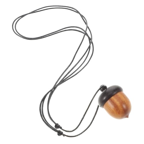 Healvian Ebony Holz Eichel Anhänger Halskette mit Öffnungsbarem Gawu Box Design Langlebige Handgefertigte Schmuck Reiseetui Stilvolles Accessoire für Damen und DIY Bastelprojekte von Healvian