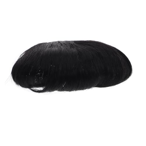 Healvian Echthaar Herren Kurzhaar Topper Natürliches Haarteil Dünn Leicht Anwendbar Haarausfall Abdeckung Alltag Stilvoll Schwarzer Toupee für Männer von Healvian