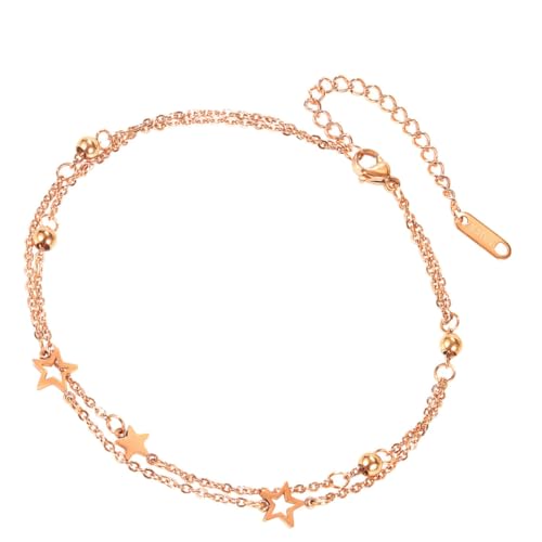 Healvian Edelstahl Fußkettchen Damen Zweilagig mit Kreativem Stern Anhänger Modisch Leicht Elegant für Party Strand Hochzeit Geeignet Stilvoller Fußschmuck von Healvian