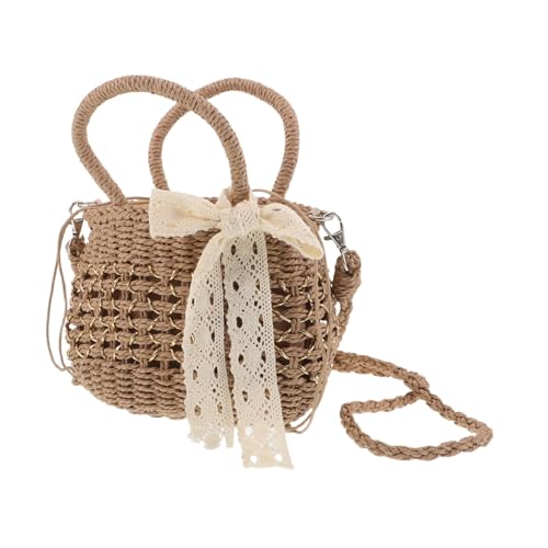 Healvian Eimertasche aus Stroh über der schulter geldbörse Boho -Taschen ausgehöhlte Handtasche Umhängetaschen für Damen im Trend Reise-Umhängetaschen für Damen Polyester Hellbraun von Healvian