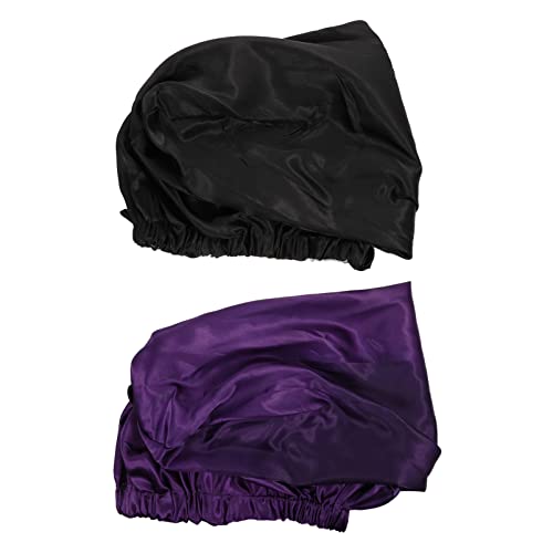 Healvian Einfarbig – 2er-pack Elastische Haarpflegemütze Schlafmütze Mit Breiter Krempe Für Damen Und Mädchen Bademütze von Healvian