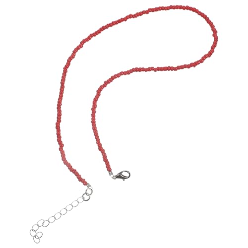 Healvian Einlagige Damen Halskette mit Bunten Reiskornperlen Rote Boho Perlenkette Kreative Schmuckkette für Frauen Modisch und Langlebig für Partys und Alltag von Healvian
