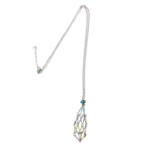 Healvian Einstellbare Metall Anhänger Halskette mit Leerem Steinhalter Leichter Schmuckhalter mit Bambus design und Holzperlen DIY Schmuckzubehör für Damen und Besondere Anlässe von Healvian