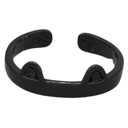 Healvian Einstellbarer Damenring Katze Design Offener Acrylring Schwarz Schmuck Accessoire Kreativer Katzenring für Frauen Geschenkidee von Healvian