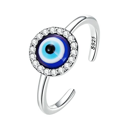 Healvian Einstellbarer Evil Eye Ring Offener Damenring mit Zirkonia Modischer Schmuck für Frauen und Mädchen Verstellbares Design Schlicht und Elegant von Healvian
