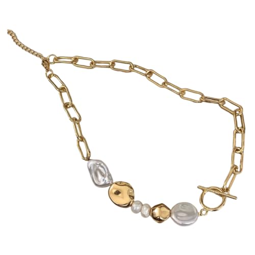 Healvian Einzigartige Damen Perlenkette mit Barock Perlen Anhänger Kurze Halskette für Mädchen Schlüsselbein Kette Trendiges Accessoire für Besondere Anlässe von Healvian