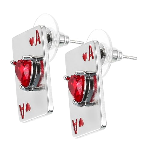 Healvian Einzigartige Rote Ohrstecker Damen Schmuck Pokerkarten Ohrringe Modisch Kreativ Geschenkidee von Healvian