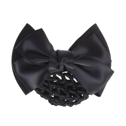 Healvian Elastisches Haarnetz mit Schleifen Bowknot Flexibler Haarschlauch für Damen Professioneller Haarschmuck für Büro Tanz und Alltag Schwarzer Dehnbarer Haar Snood von Healvian