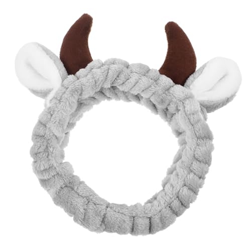Healvian Elastisches Weiches Gesichtspflege Stirnband mit Niedlichen Ox Hörnern Dehnbares Spa Haarband für Damen Komfortabel Hautfreundlich zum Waschen Make Up und Hautpflege von Healvian