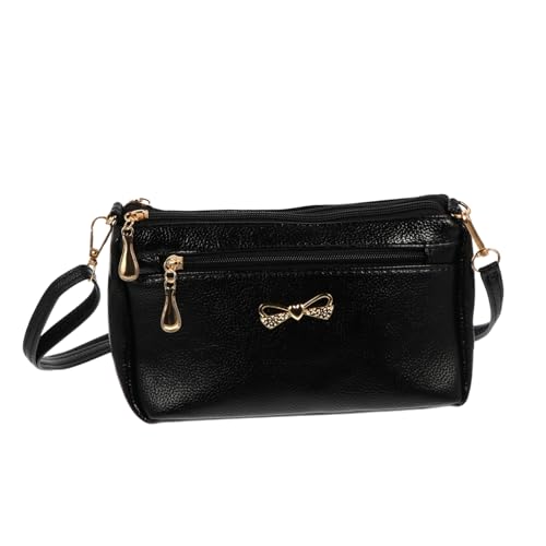 Healvian Elegante Damen Umhängetasche mit Schleifen design Leichte Crossbody Schultertasche in Schwarz Modische Aufbewahrungstasche für Alltag Reisen und Shopping Vielseitige Shoulder Bag von Healvian