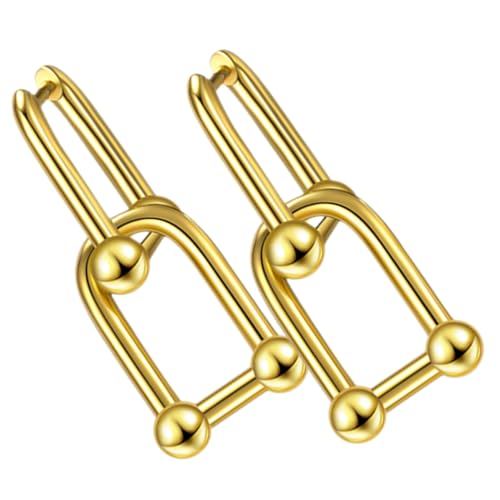 Healvian Elegante Metallohrringe Damen Dainty Chain Link Ohrhänger Modische Tropfenförmige Creolen Vielseitig Kombinierbar für Party Hochzeit Alltag Goldfarbene Dekorative Ohrclips von Healvian