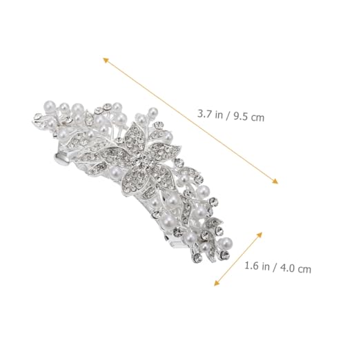 Healvian Elegante Perlen haarspange mit Strassblumen Funkelnde Haarnadel für Damen Edles Accessoire für Hochzeit Party und Alltag Vielseitig Einsetzbar Silberfarben von Healvian