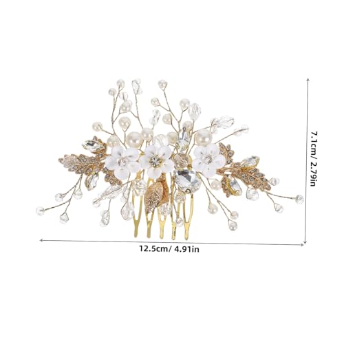 Healvian Eleganter Braut Kopfschmuck mit Handgefertigten Weißen Keramikblumen und Funkelnden Kristallperlen Goldfarbener Haarkamm Vielseitiger Hochzeit Haarschmuck für Damen Strahlendes von Healvian