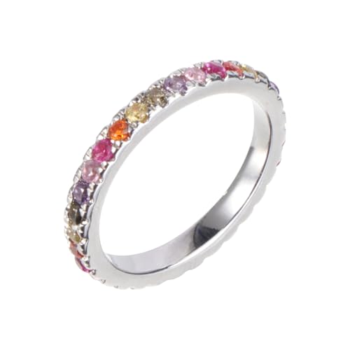 Healvian Eleganter Fashion Ring für Damen Weißgold Plattiert Funkelnder Paarring mit Zirkonia Modisches Schmuckstück Glatte Oberfläche für Freundinnen von Healvian