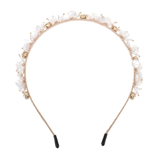 Healvian Eleganter Haarschmuck Damen Perlen Blumen Haarreif Handgefertigt Leicht Hochzeits Stirnband Vintage Stil Weiß Rutschfest Strapazierfähig Attraktiv von Healvian