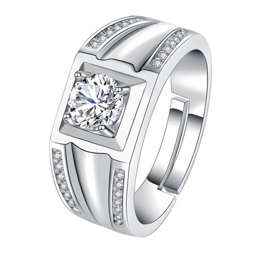 Healvian Eleganter Herrenring aus Kupfer mit Weißem Zirkonia Verstellbar Modischer Partnerring für Hochzeit Freundschaft und Alltag Robust und Stilvoll für Männer von Healvian