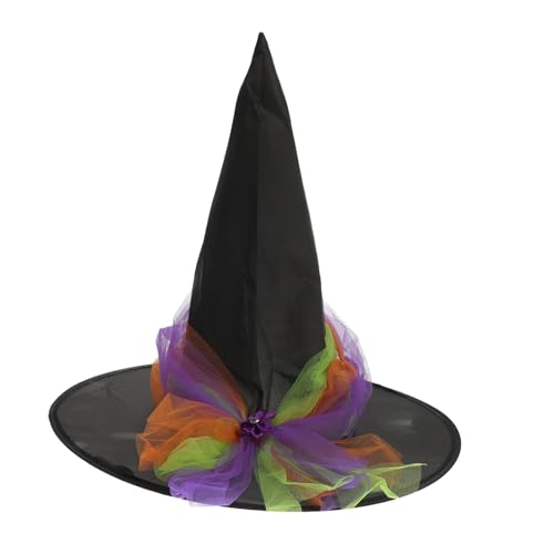 Healvian Eleganter Hexenhut Damen Halloween Cosplay Spitze Witch Hat mit Blumen Klassische Karneval Kopfbedeckung für Party Deko und Kostüm Zubehör von Healvian