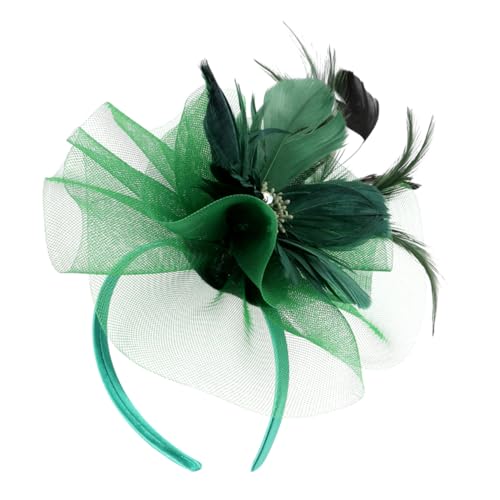 Healvian Eleganter Party Haarschmuck Netzstoff mit Federn Leichter Haarklammer und Haarreif Stilvolles Damen Accessoire für Tanz Hochzeit und Festliche Anlässe in Dunkelgrün von Healvian