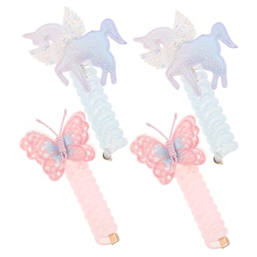 Healvian Elegantes 4er-pack Haargummis Mit Telefonkabel Spiral-haarbänder Für Mädchen Schmetterling Und Haar-accessoires-set von Healvian